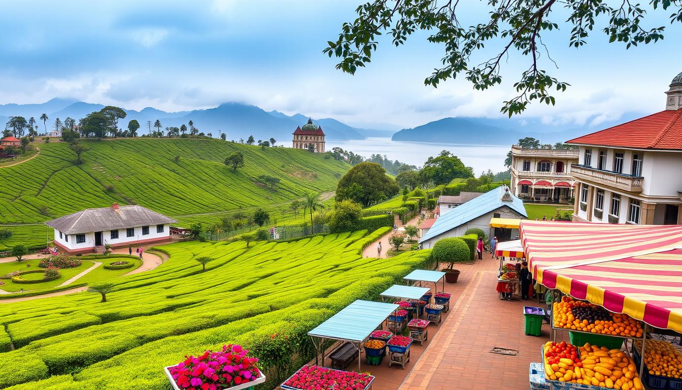 Terraced tea plantations in Nuwara Eliya