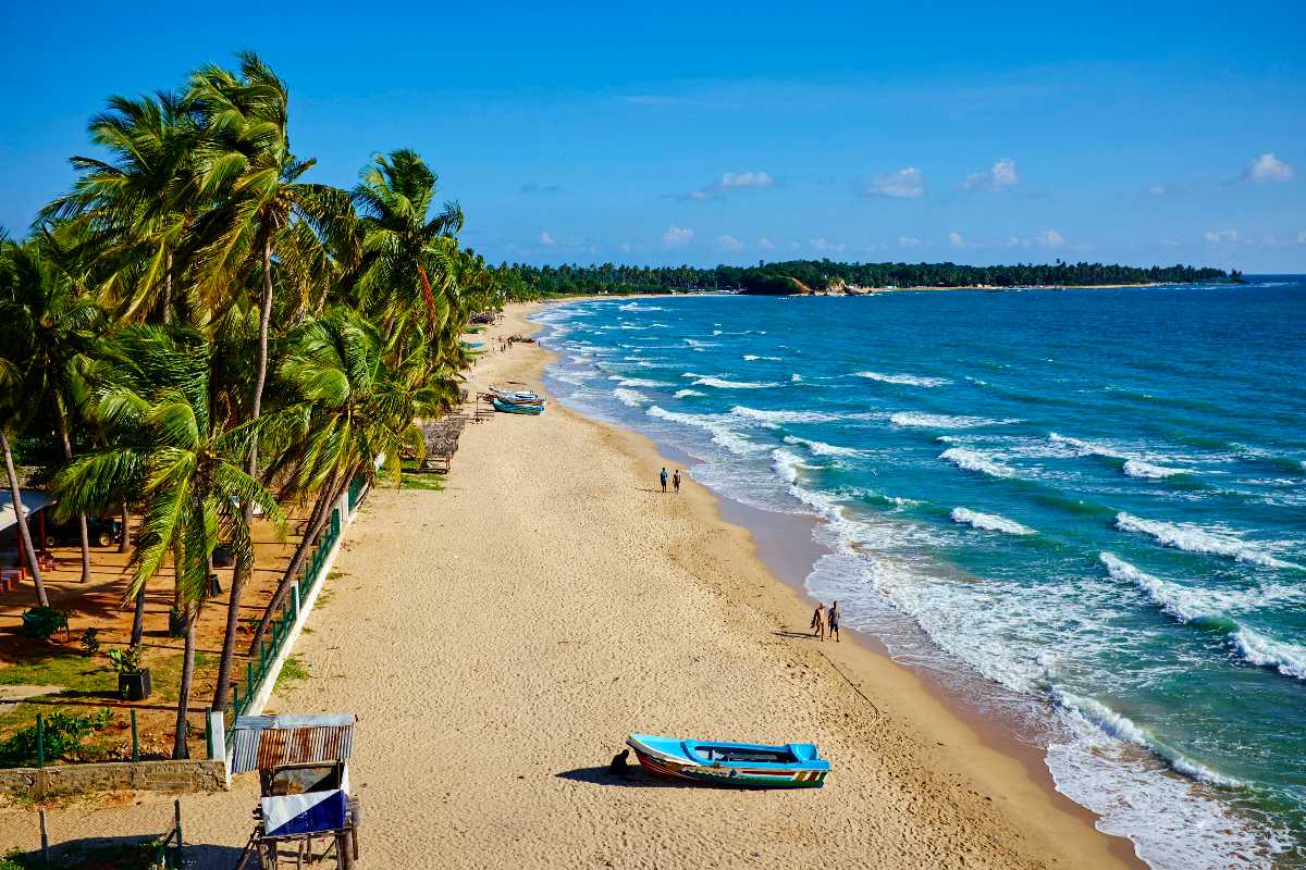 Tranquil deep-blue harbor bay at Trincomalee