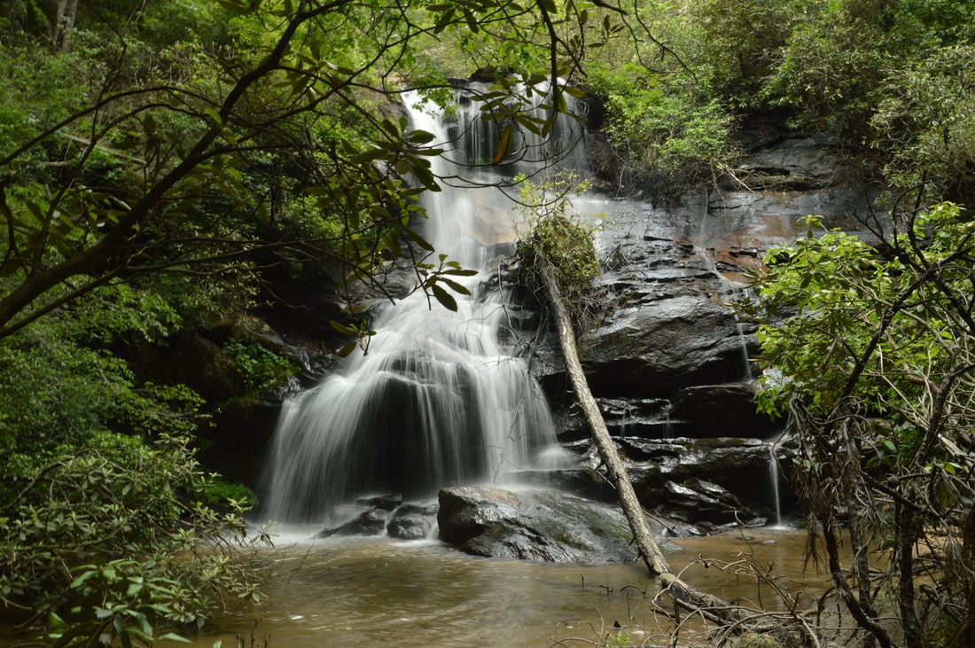 Pristine cascading waterfall inside Sinharaja Rainforest